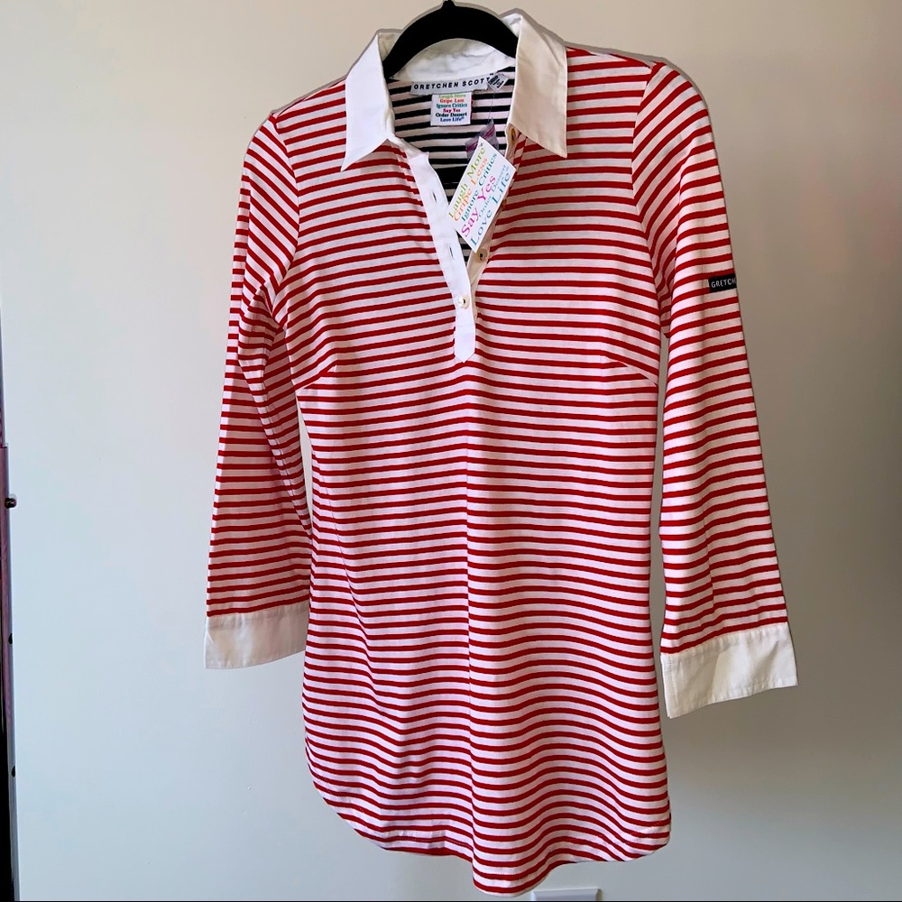 NWT Gretchen Scott Admiral Rugby Polo Top in size “Shrimp”
